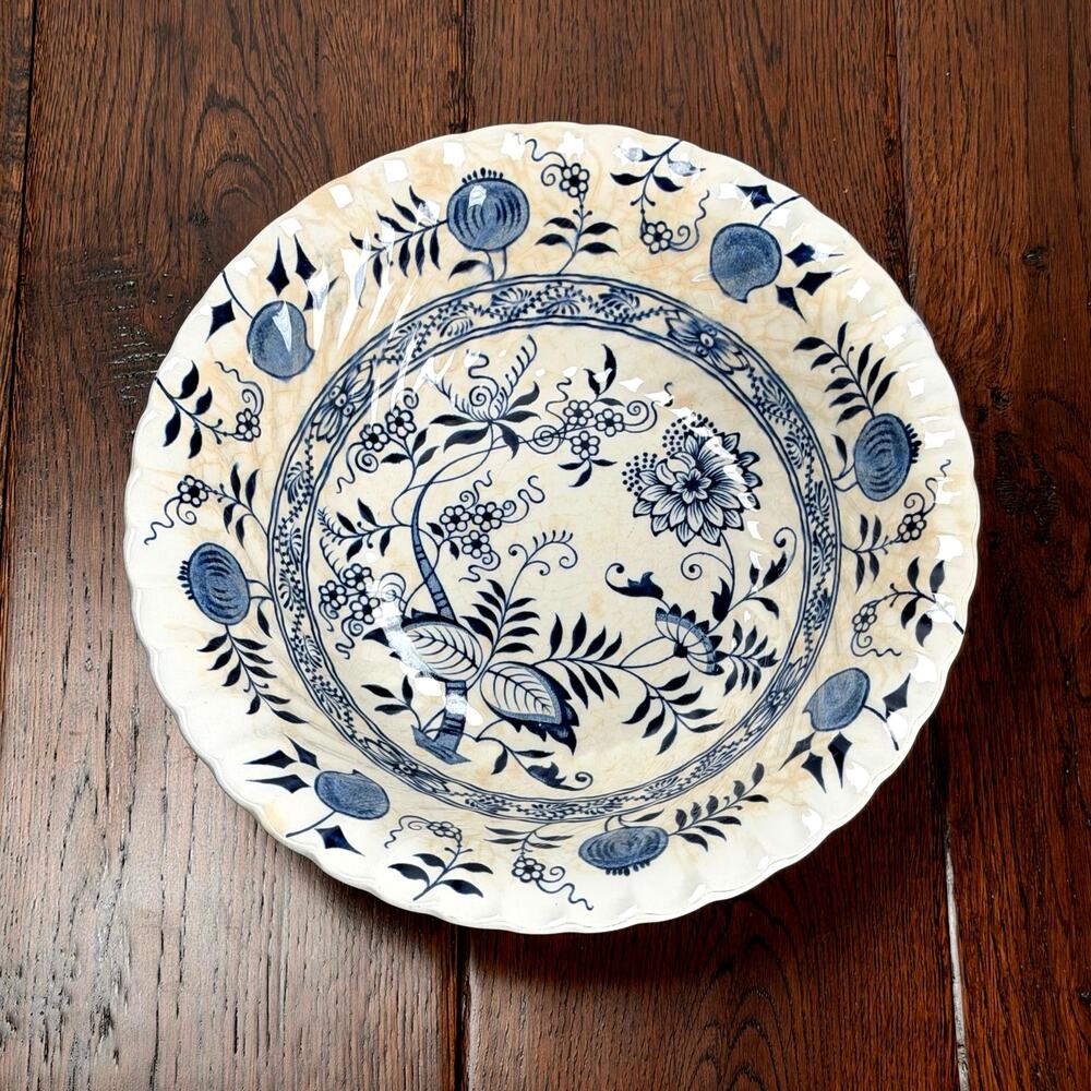 Vintage Wood & Sons Old Vienna Ironstone Blue White 8 Inch Serving Bowl